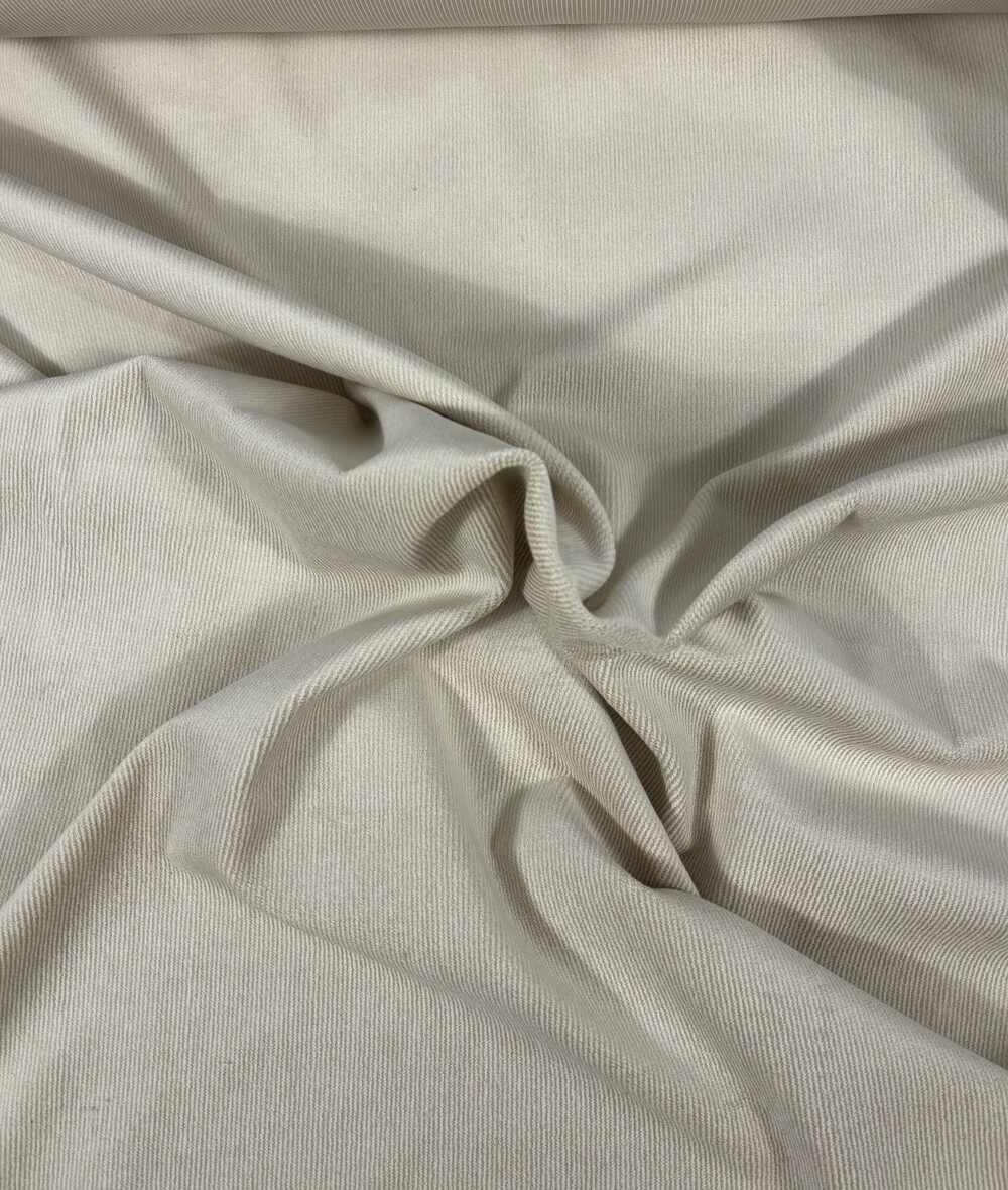 PERENNIALS Classy Sea Salt Cream Pinstripe Velvet Fabric 54" PER YARD